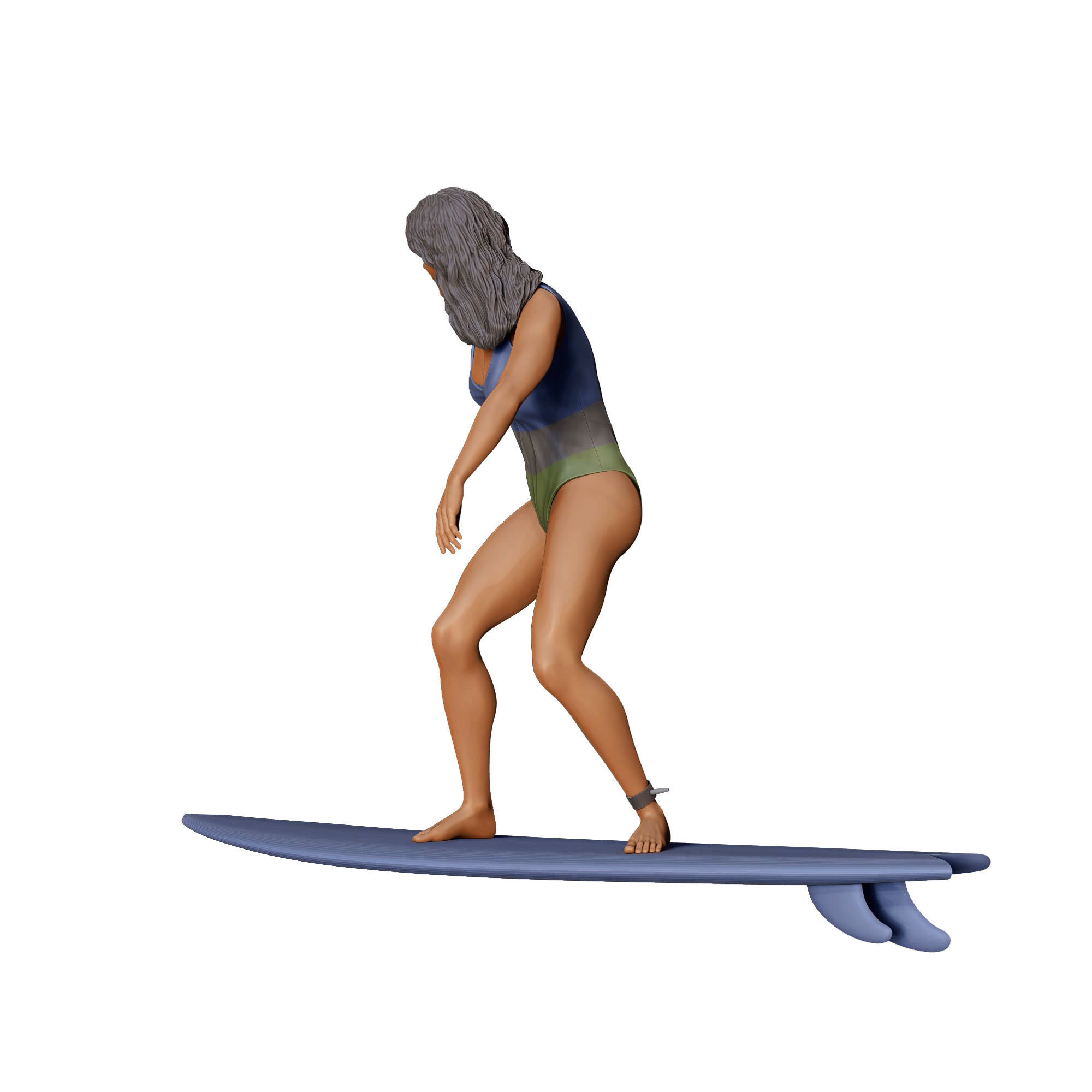 N2 Surfer with SurfBoard is surfing 3D print model_9