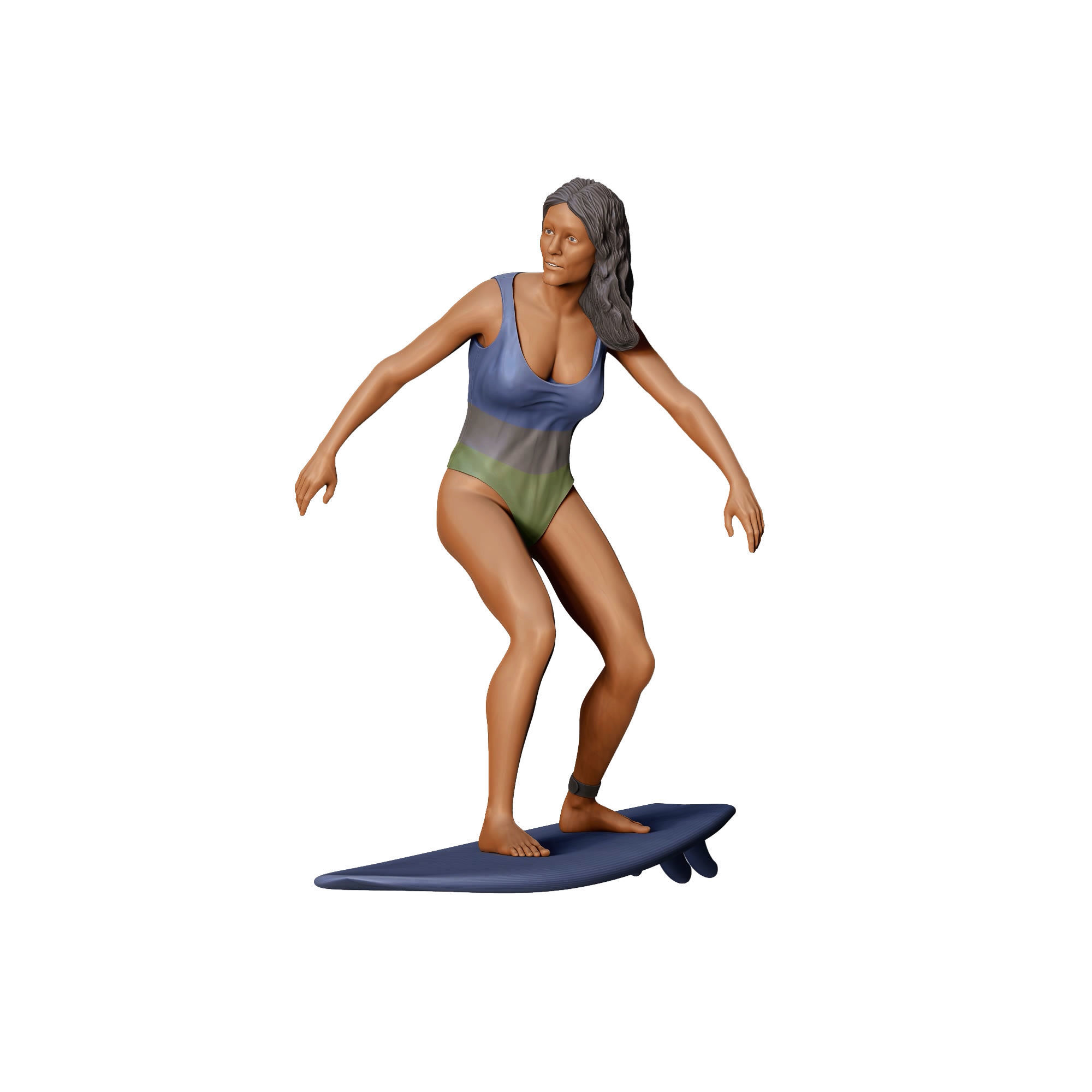 N2 Surfer with SurfBoard is surfing 3D print model_20