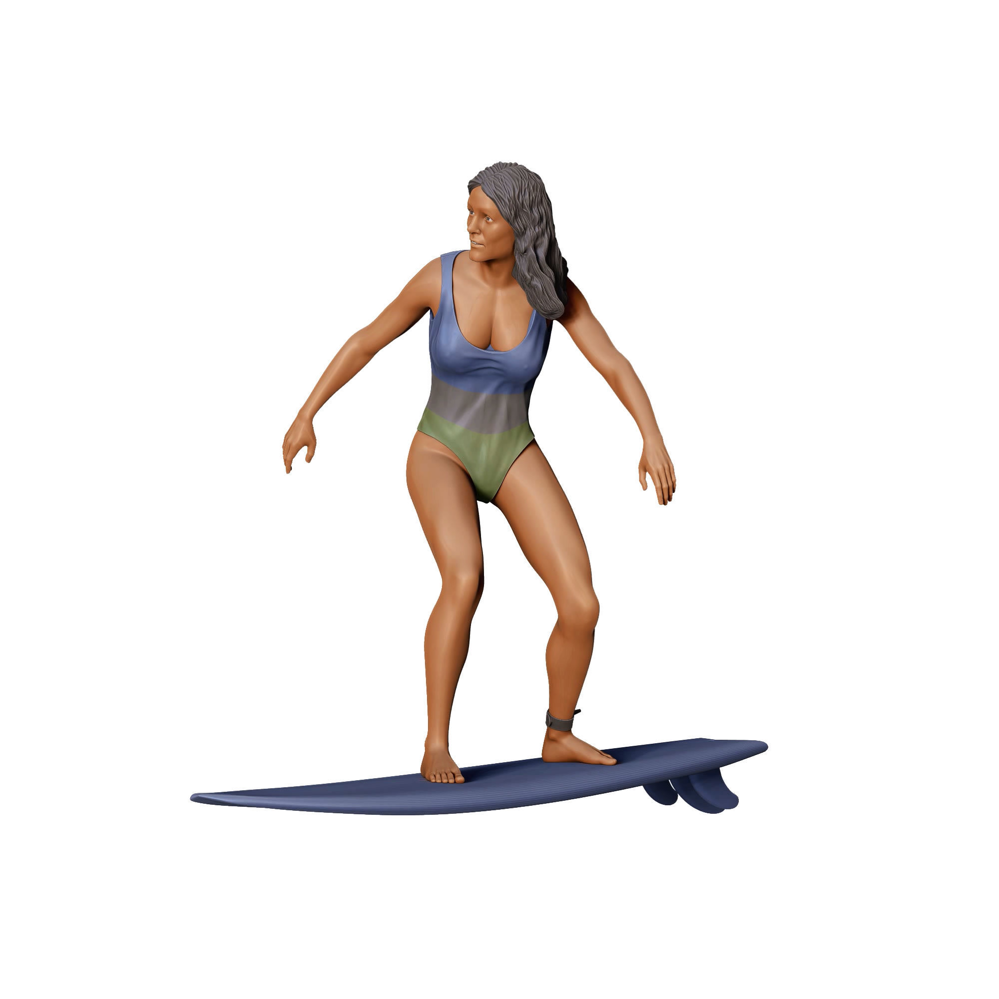 N2 Surfer with SurfBoard is surfing 3D print model_27