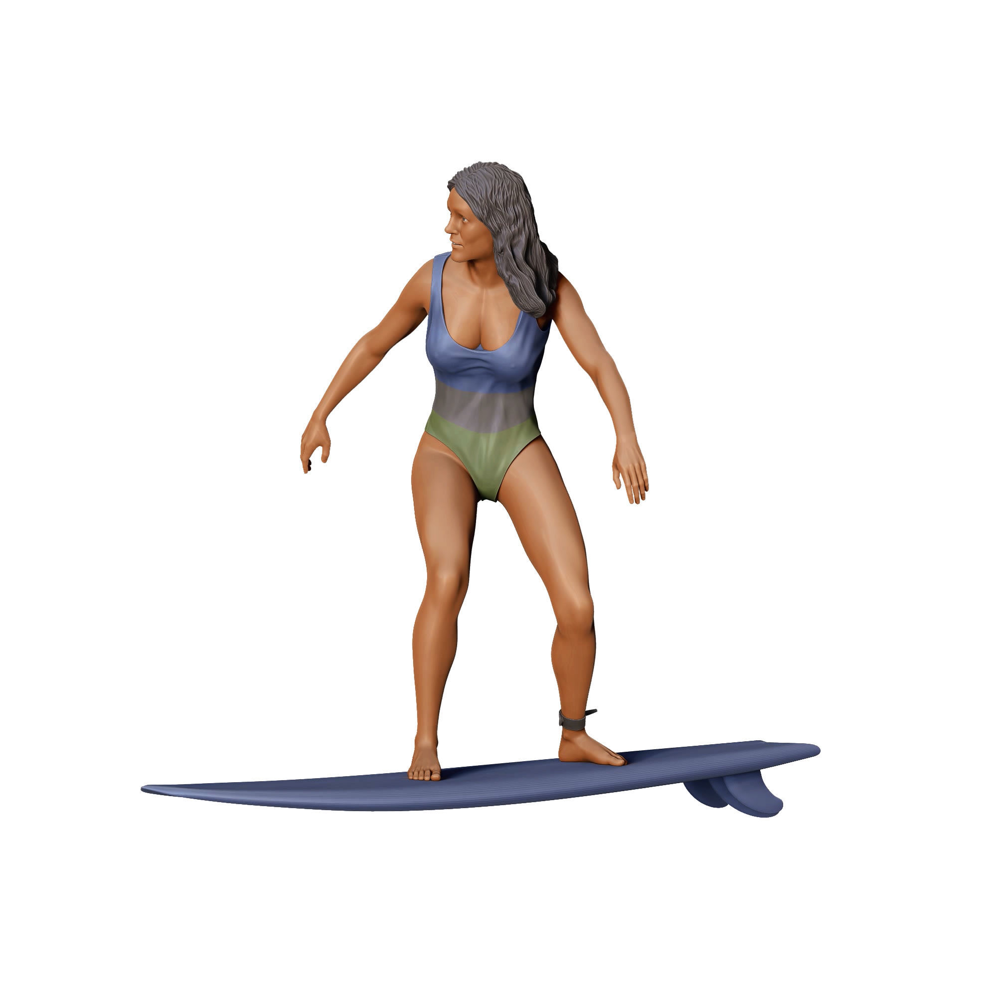 N2 Surfer with SurfBoard is surfing 3D print model_19