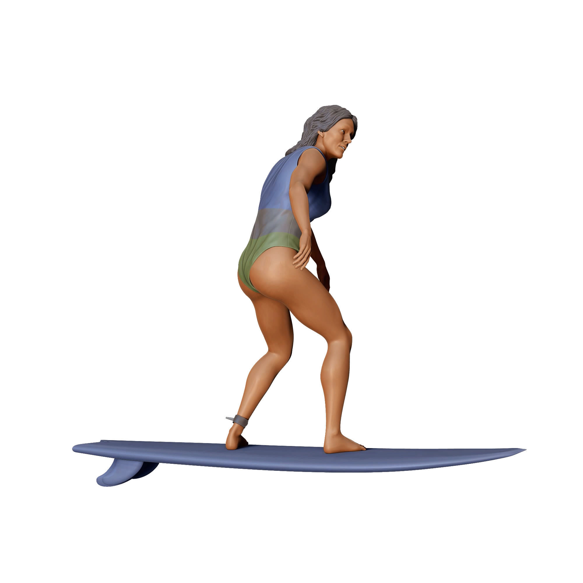 N2 Surfer with SurfBoard is surfing 3D print model_22