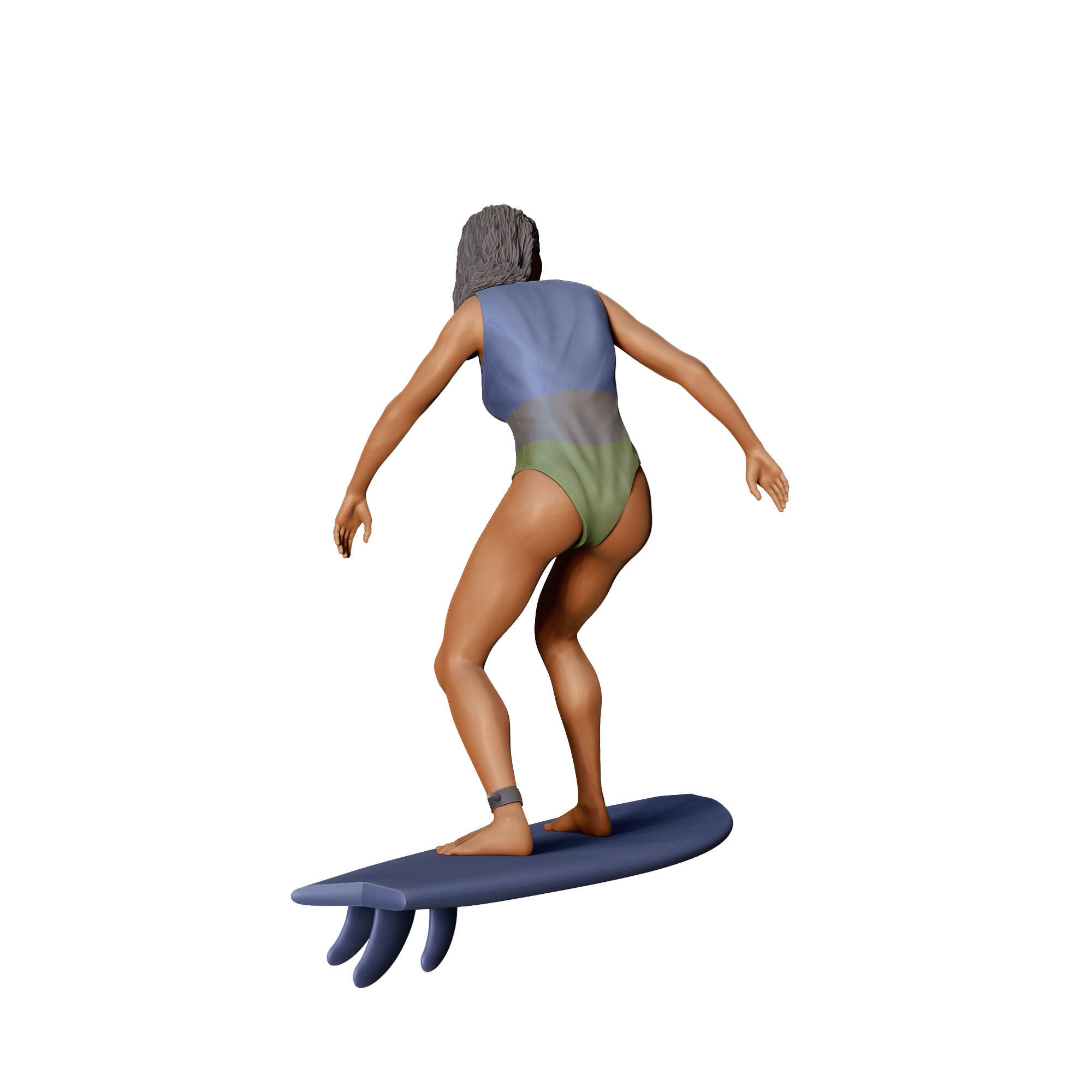 N2 Surfer with SurfBoard is surfing 3D print model_17