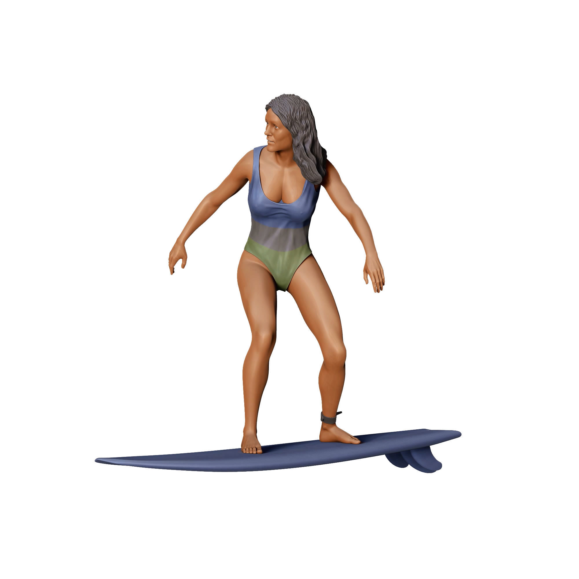 N2 Surfer with SurfBoard is surfing 3D print model_24