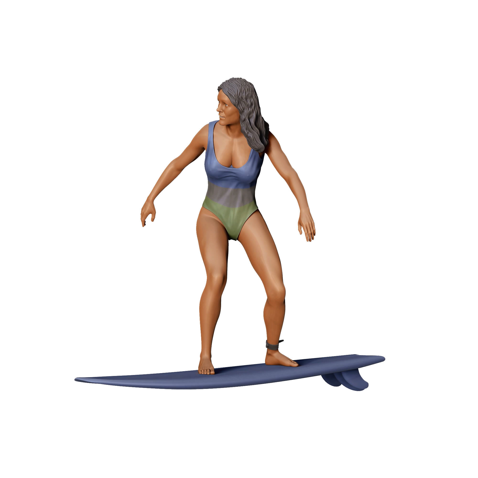 N2 Surfer with SurfBoard is surfing 3D print model_25
