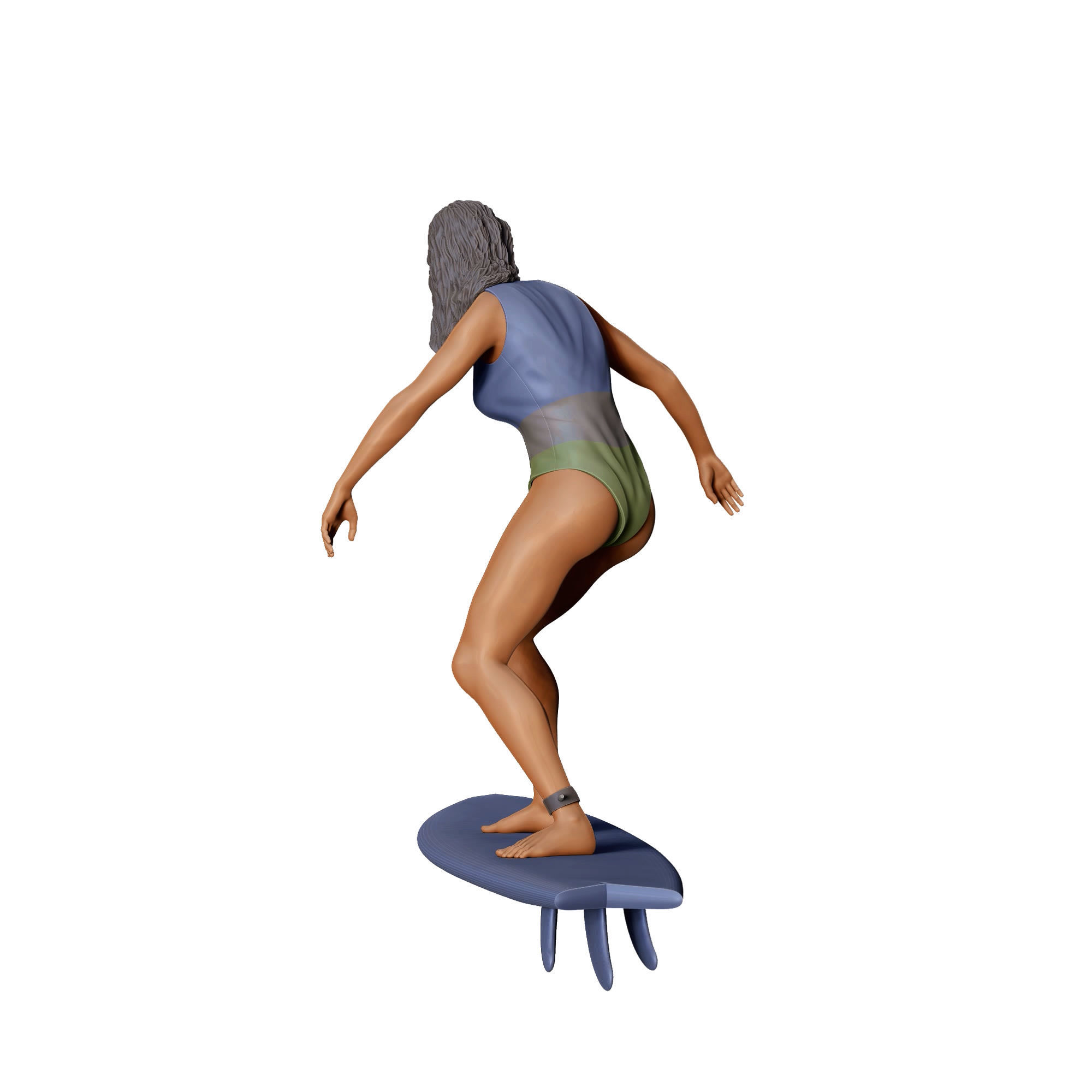 N2 Surfer with SurfBoard is surfing 3D print model_14