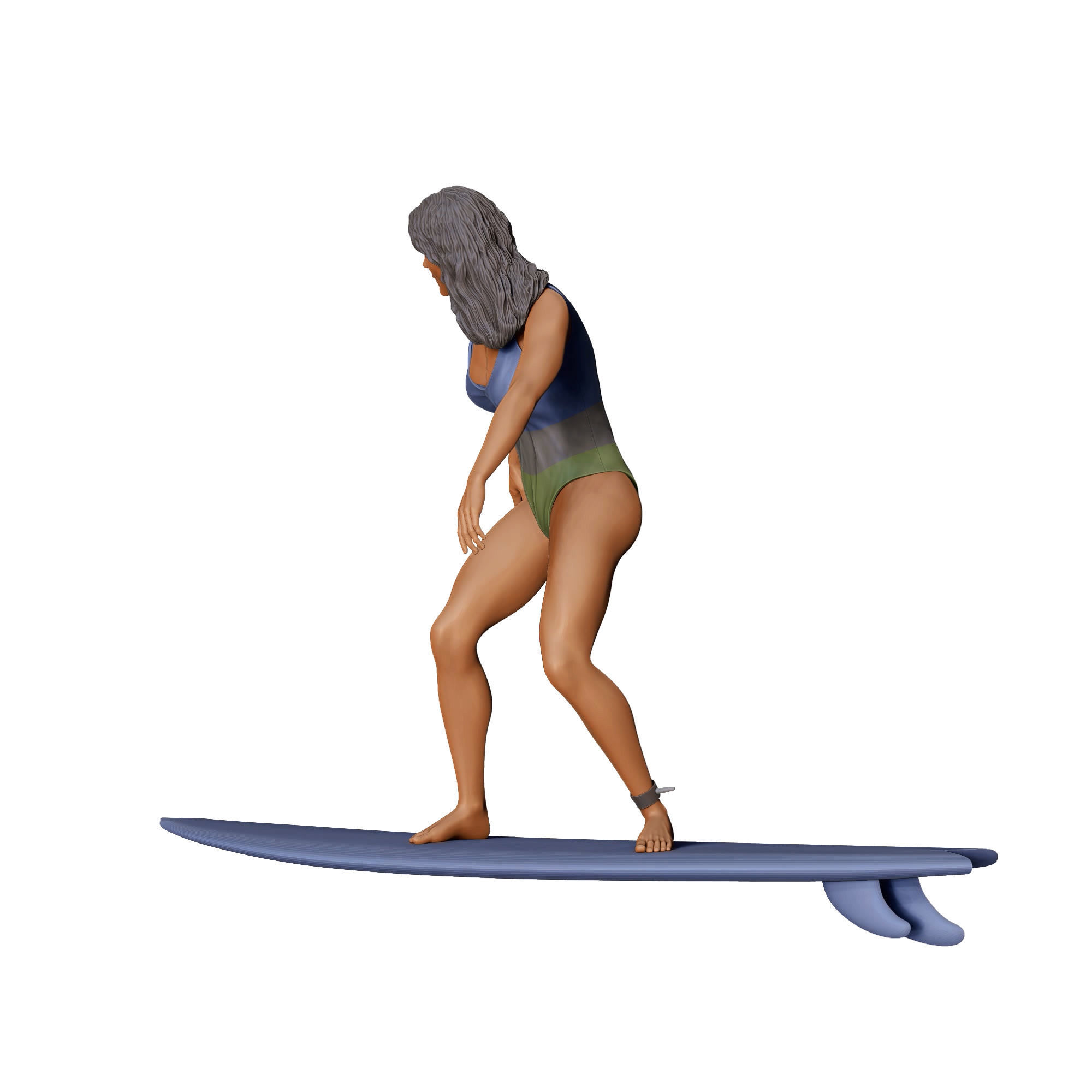 N2 Surfer with SurfBoard is surfing 3D print model_21