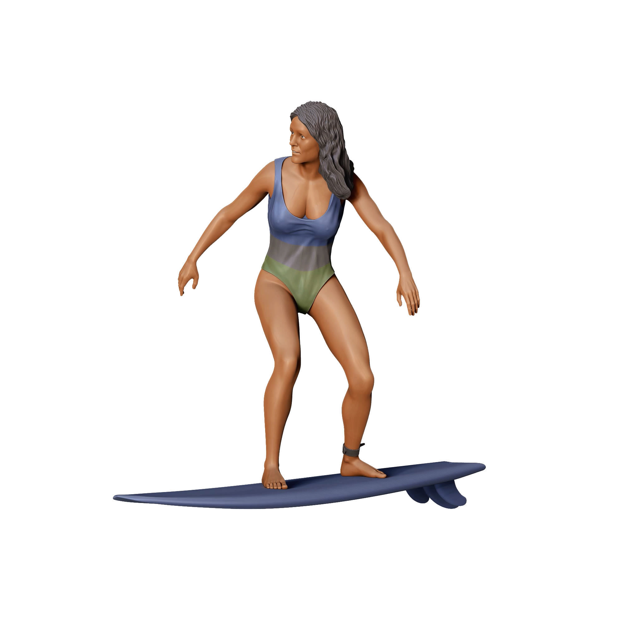 N2 Surfer with SurfBoard is surfing 3D print model_31