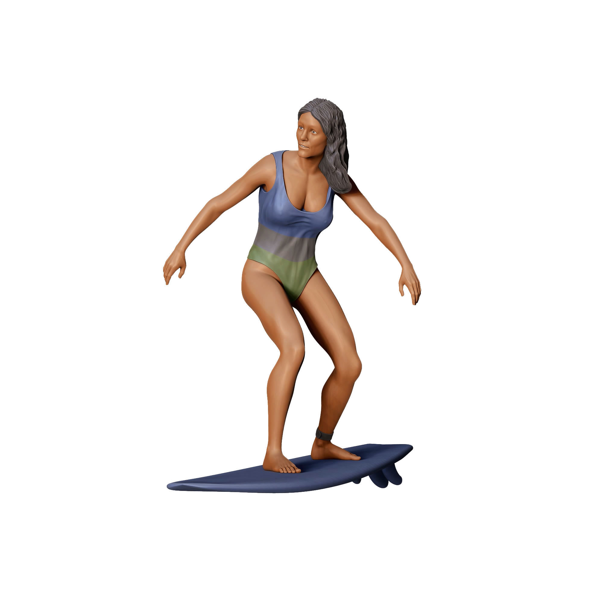 N2 Surfer with SurfBoard is surfing 3D print model_33