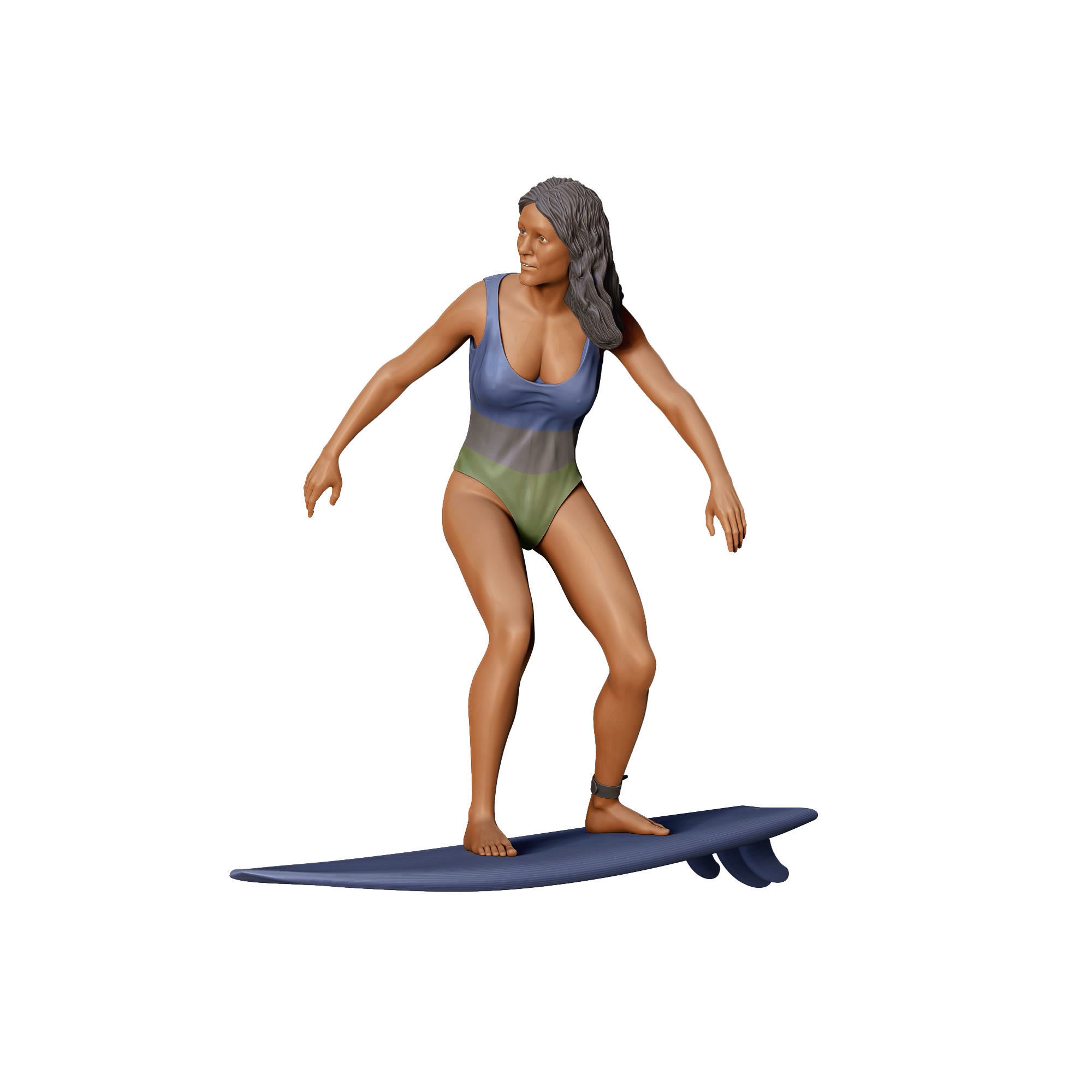 N2 Surfer with SurfBoard is surfing 3D print model_26