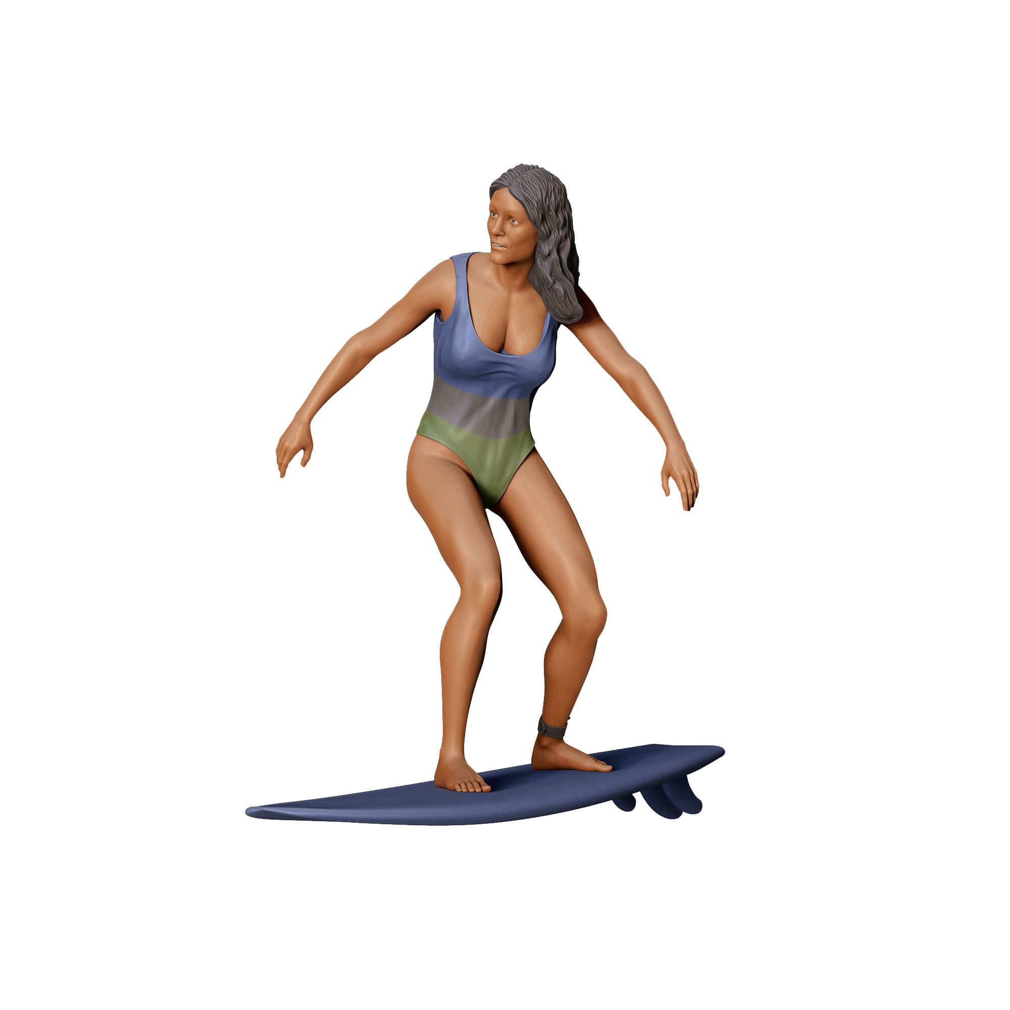 N2 Surfer with SurfBoard is surfing 3D print model_12