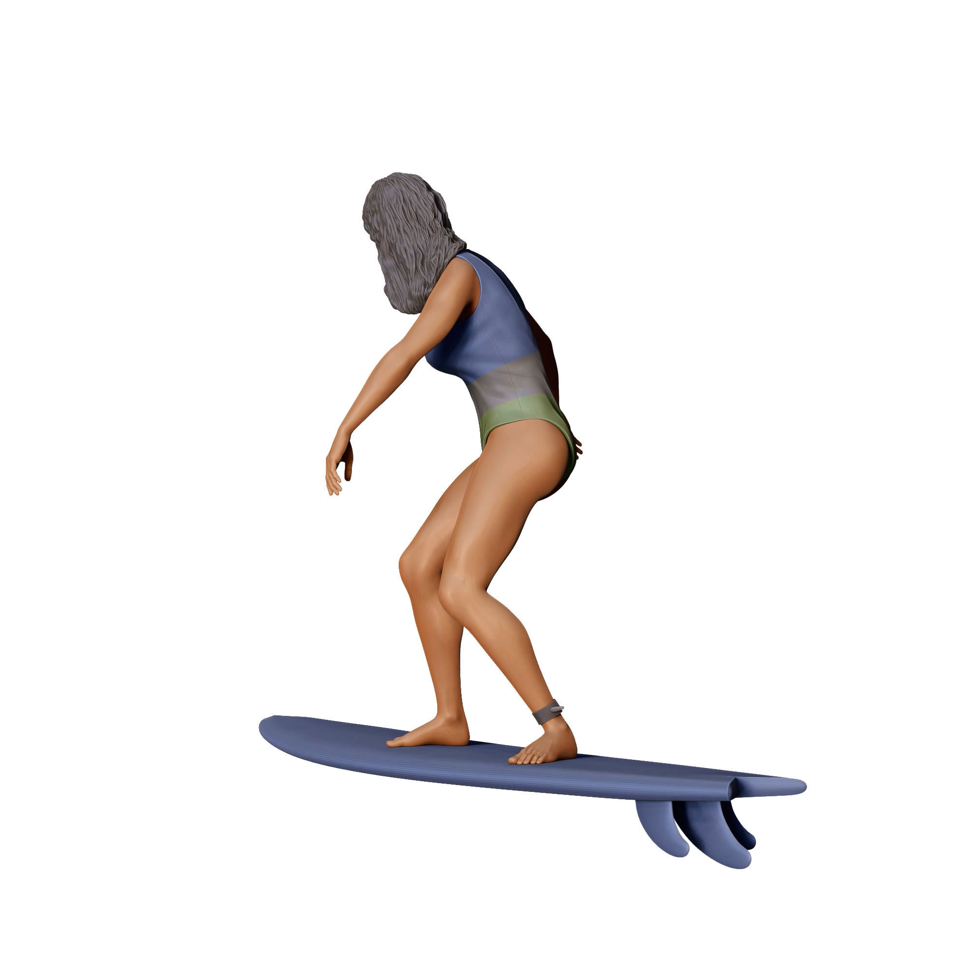 N2 Surfer with SurfBoard is surfing 3D print model_13