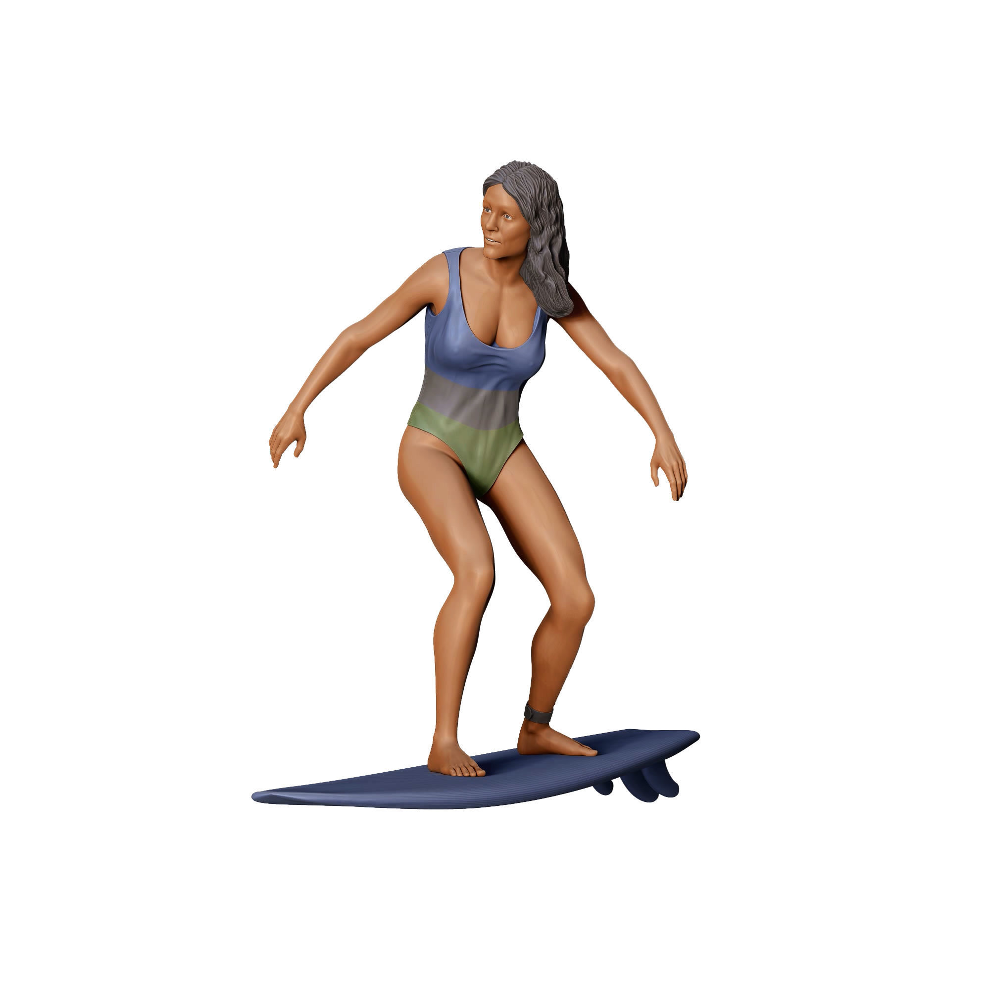 N2 Surfer with SurfBoard is surfing 3D print model_30