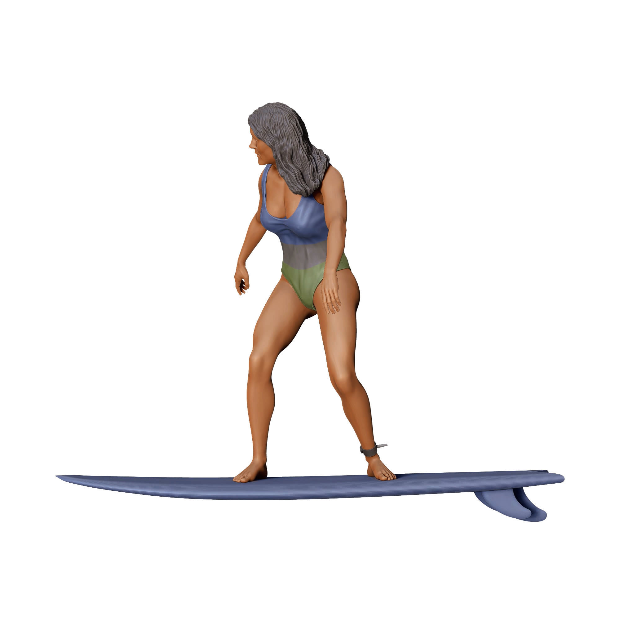 N2 Surfer with SurfBoard is surfing 3D print model_10