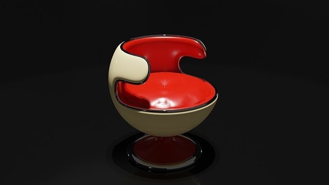 Salon red chair 3D model 3D model
