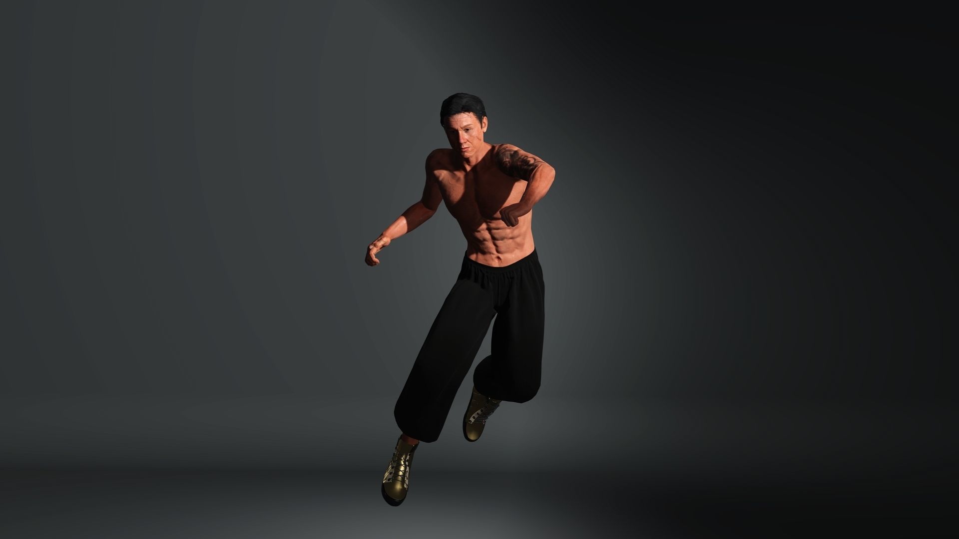 Jackie Chan Rigged Animated 2500 Free animations tutorial Low-poly 3D model_14