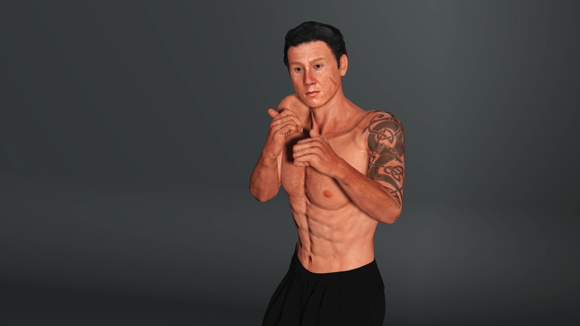 Jackie Chan Rigged Animated 2500 Free animations tutorial Low-poly 3D model_10