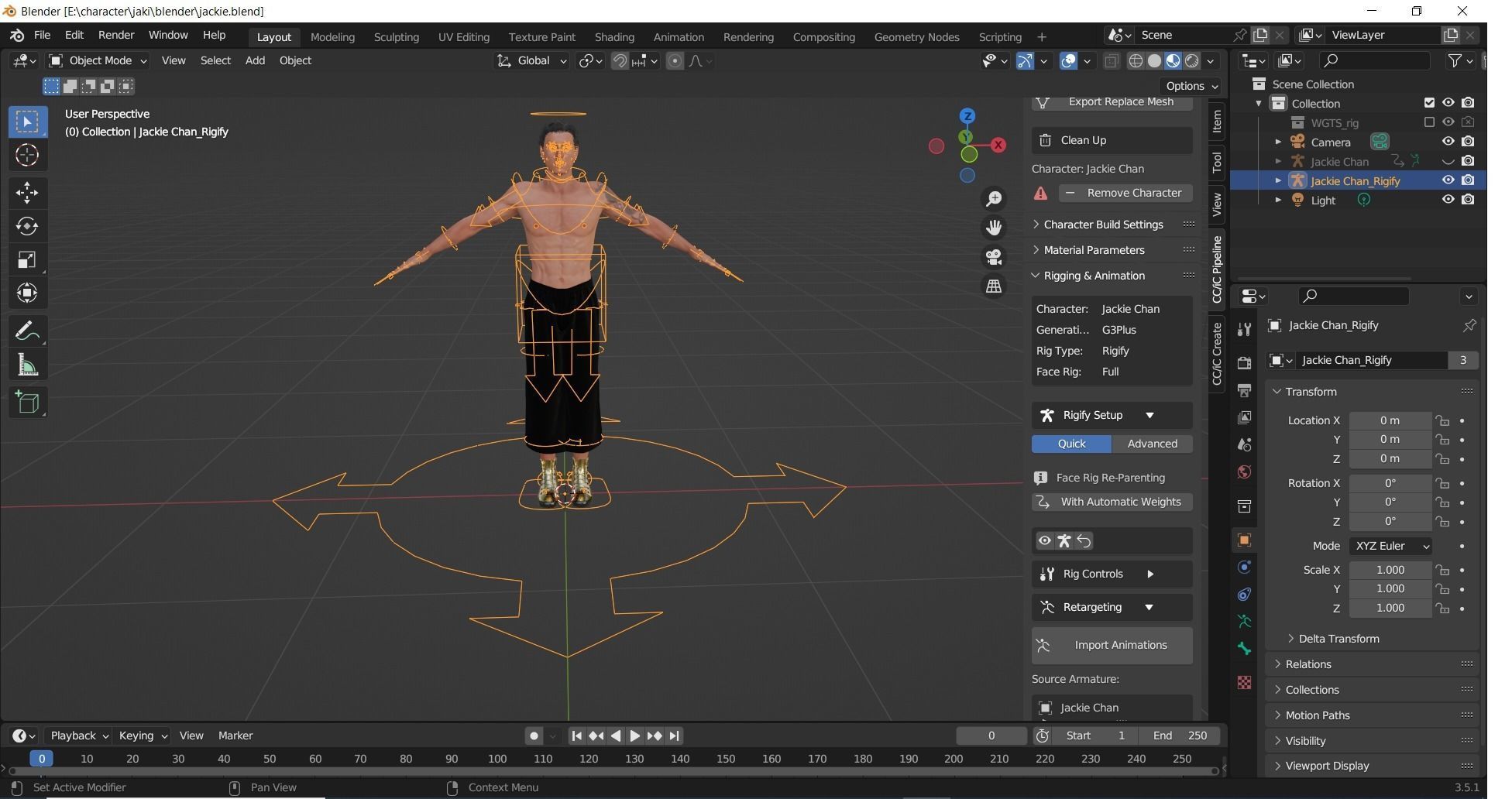 Jackie Chan Rigged Animated 2500 Free animations tutorial Low-poly 3D model_16