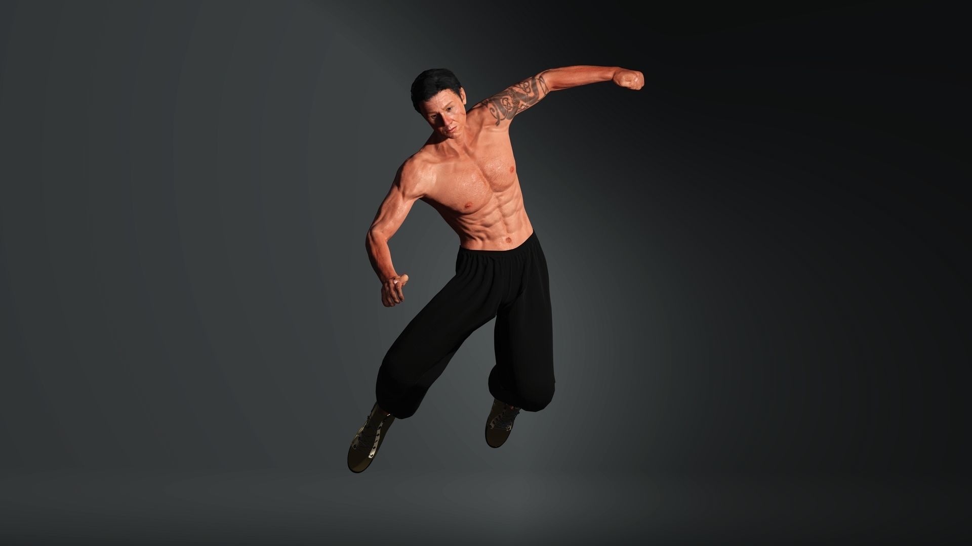 Jackie Chan Rigged Animated 2500 Free animations tutorial Low-poly 3D model_13