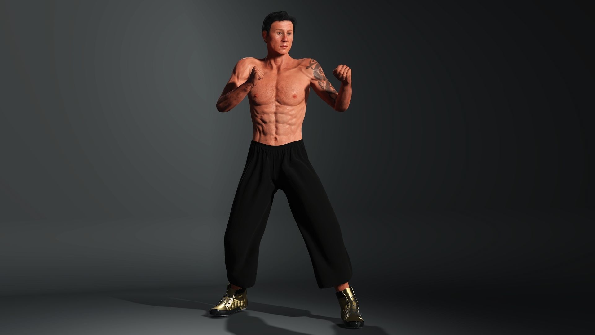 Jackie Chan Rigged Animated 2500 Free animations tutorial Low-poly 3D model_8
