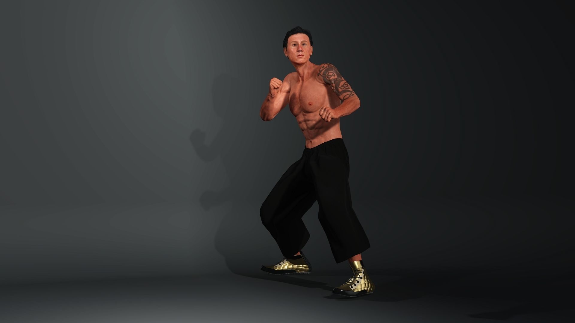 Jackie Chan Rigged Animated 2500 Free animations tutorial Low-poly 3D model_9