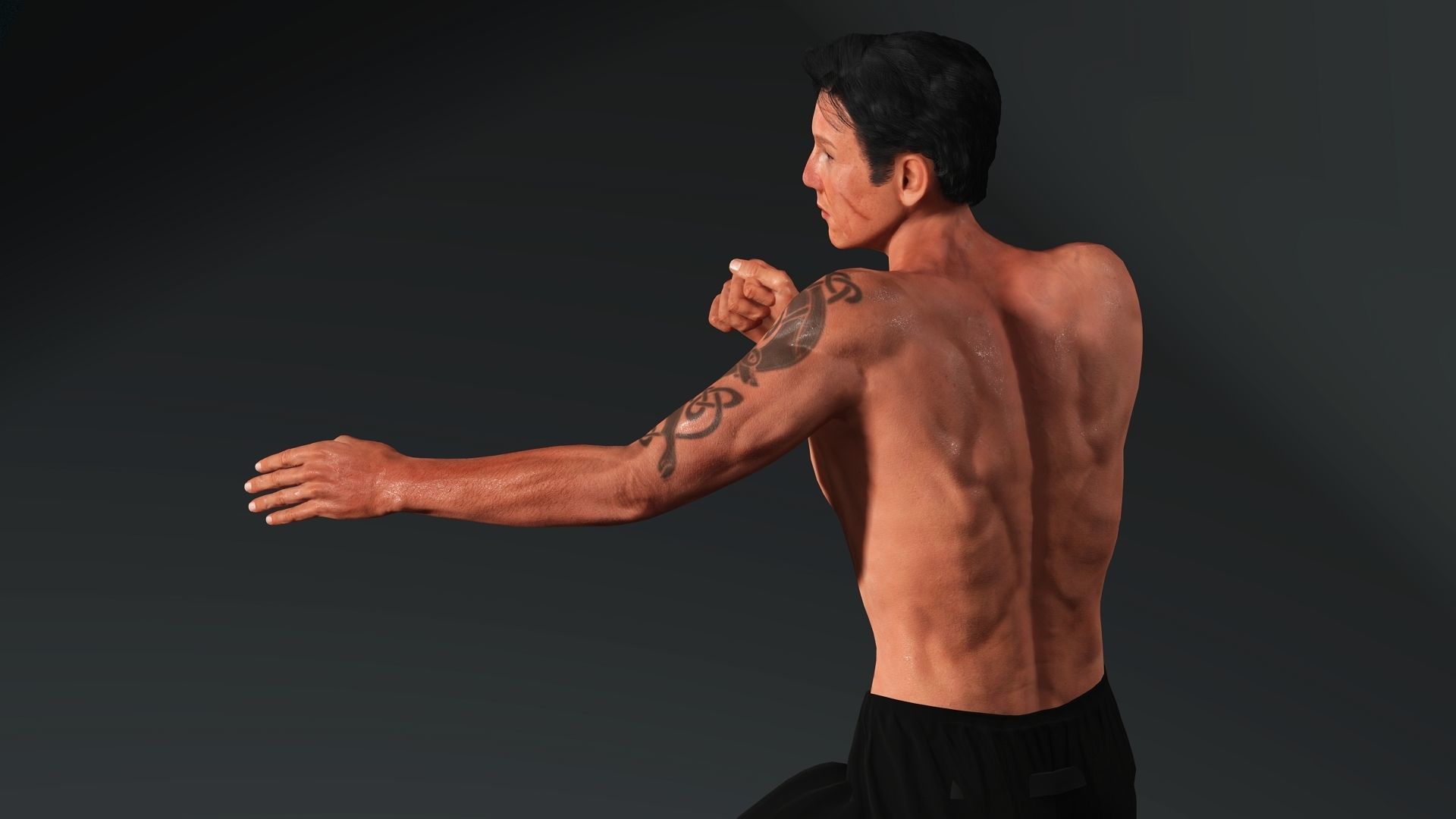 Jackie Chan Rigged Animated 2500 Free animations tutorial Low-poly 3D model_11