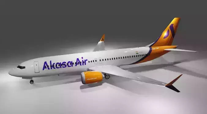 Akasa air Boeing 737 max 8 3d model Low-poly 3D model