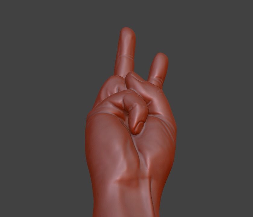 V sign Victory hand sign 3D print model_24
