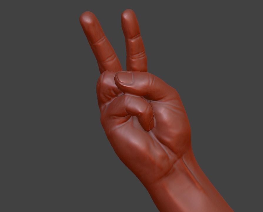 V sign Victory hand sign 3D print model_25
