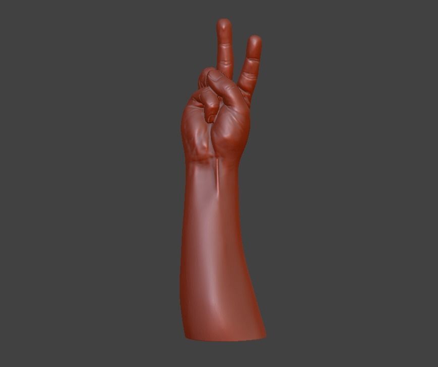V sign Victory hand sign 3D print model_3