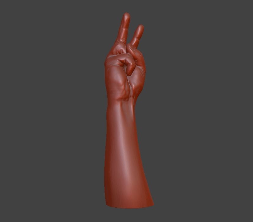 V sign Victory hand sign 3D print model_17
