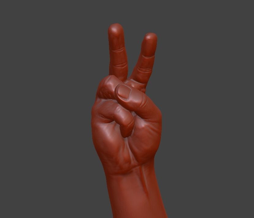 V sign Victory hand sign 3D print model_23