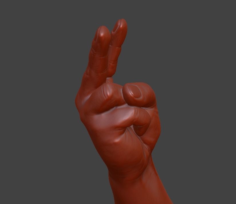 V sign Victory hand sign 3D print model_26