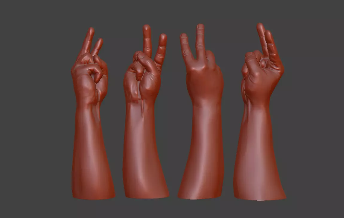 V sign Victory hand sign 3D print model_0