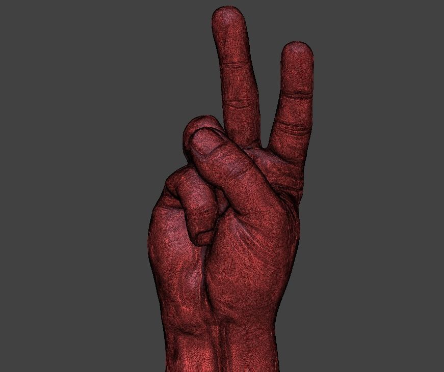 V sign Victory hand sign 3D print model_2