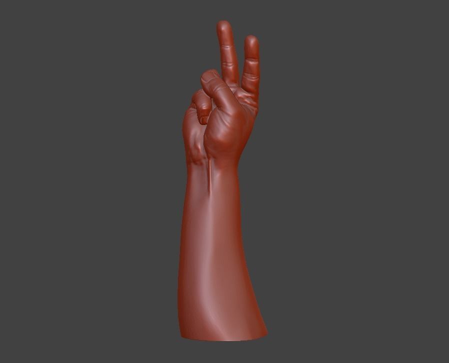 V sign Victory hand sign 3D print model_4