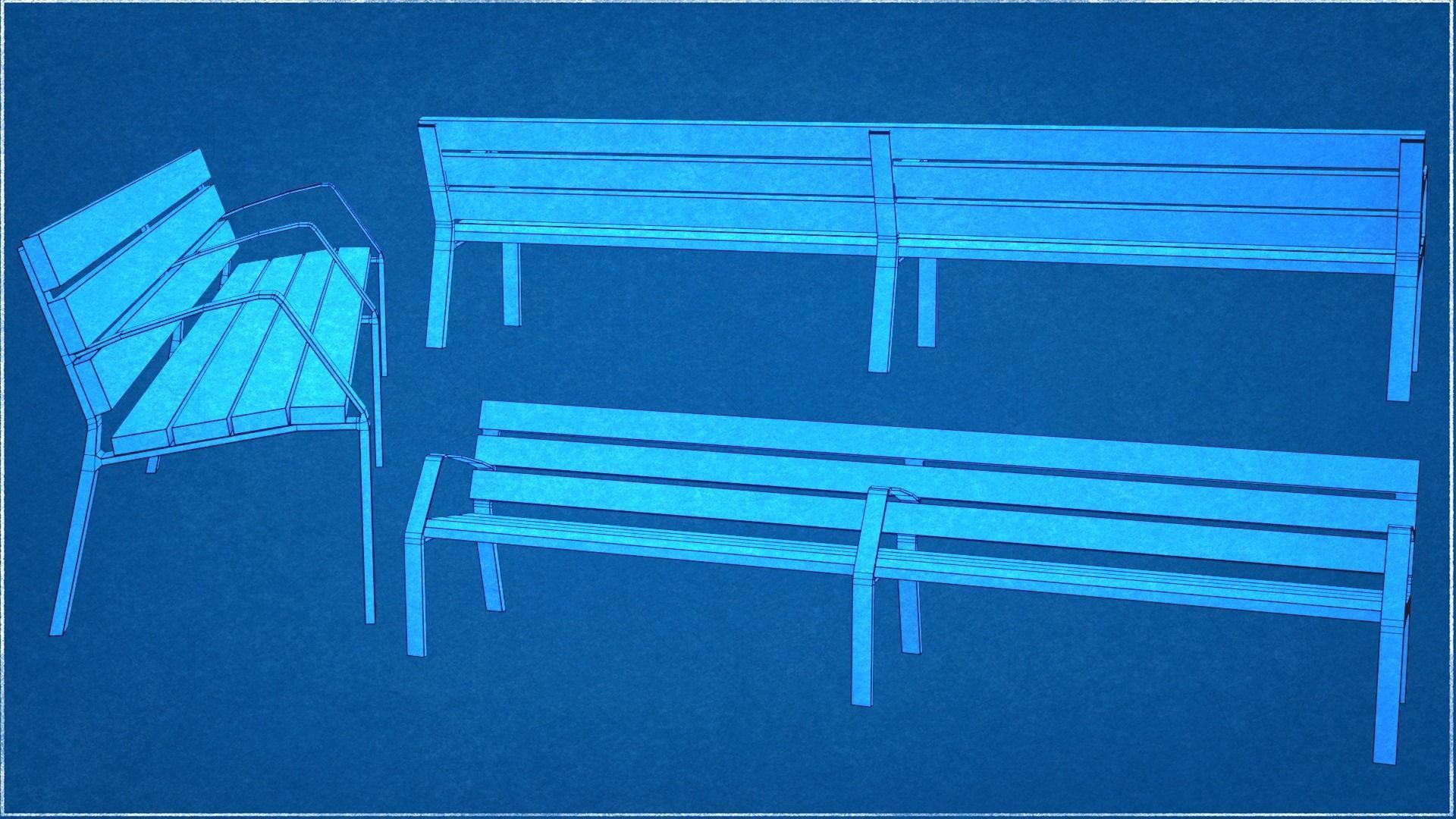 Collection of three Urbaeco benches  low poly Low-poly 3D model_12