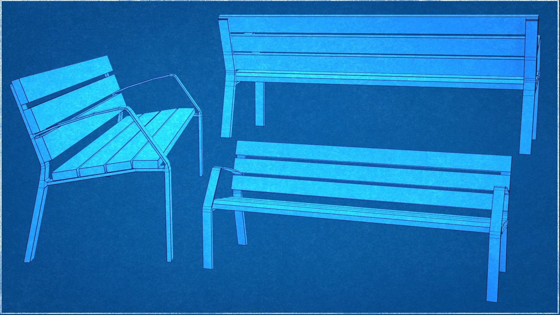 Collection of three Urbaeco benches  low poly Low-poly 3D model_11