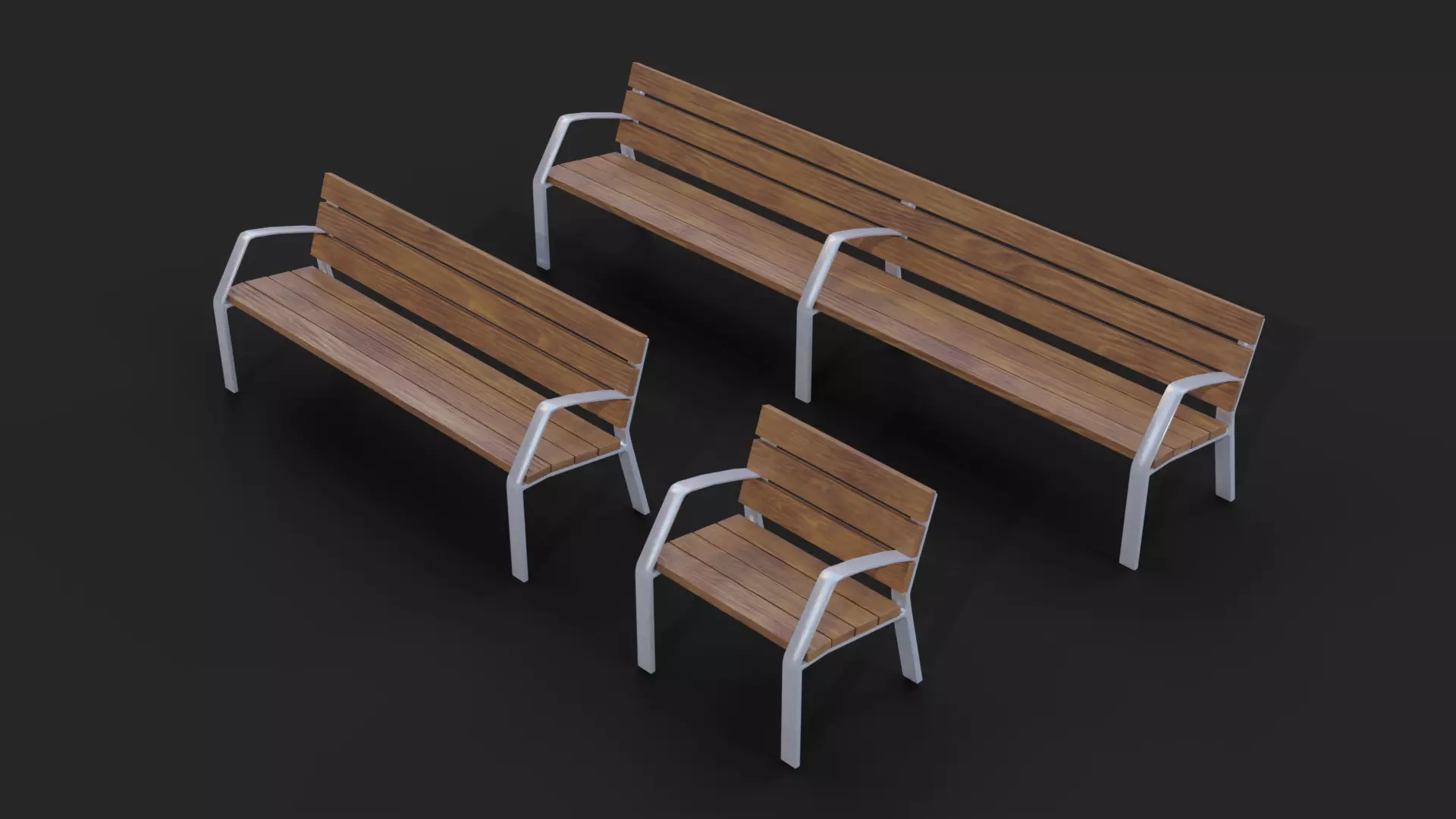 Collection of three Urbaeco benches  low poly Low-poly 3D model_0