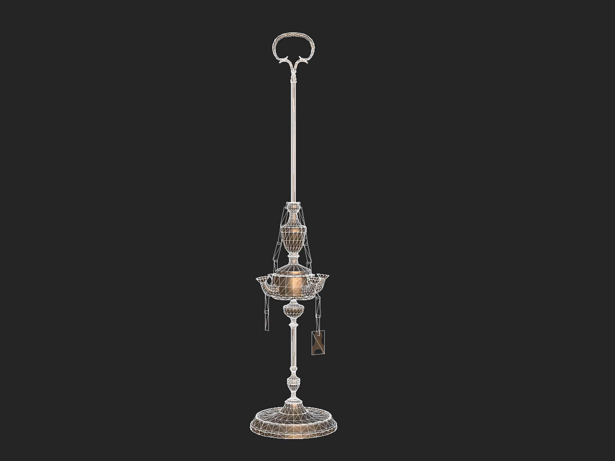 Brass oil lamp Low-poly 3D model_10