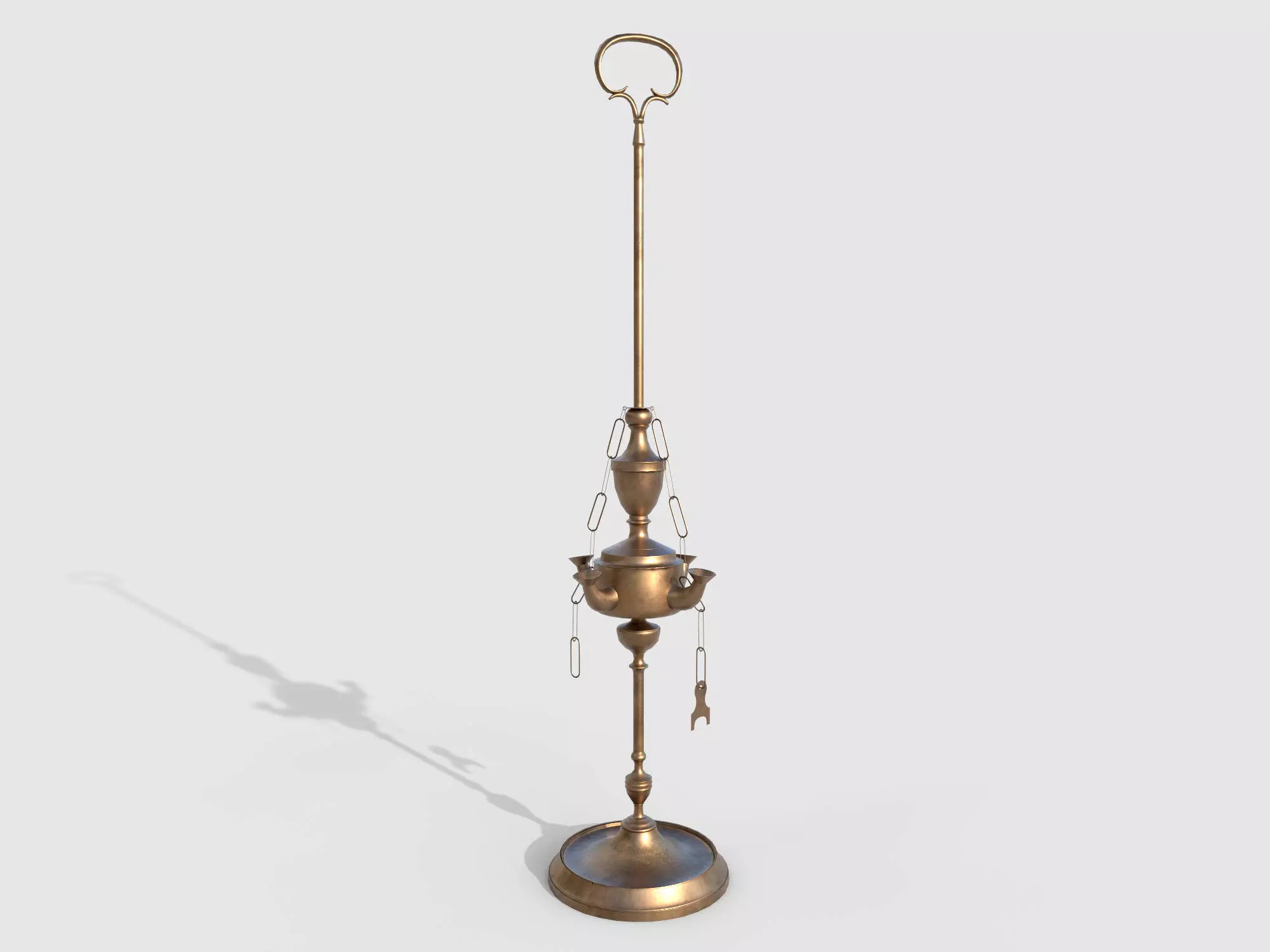 Brass oil lamp Low-poly 3D model_0