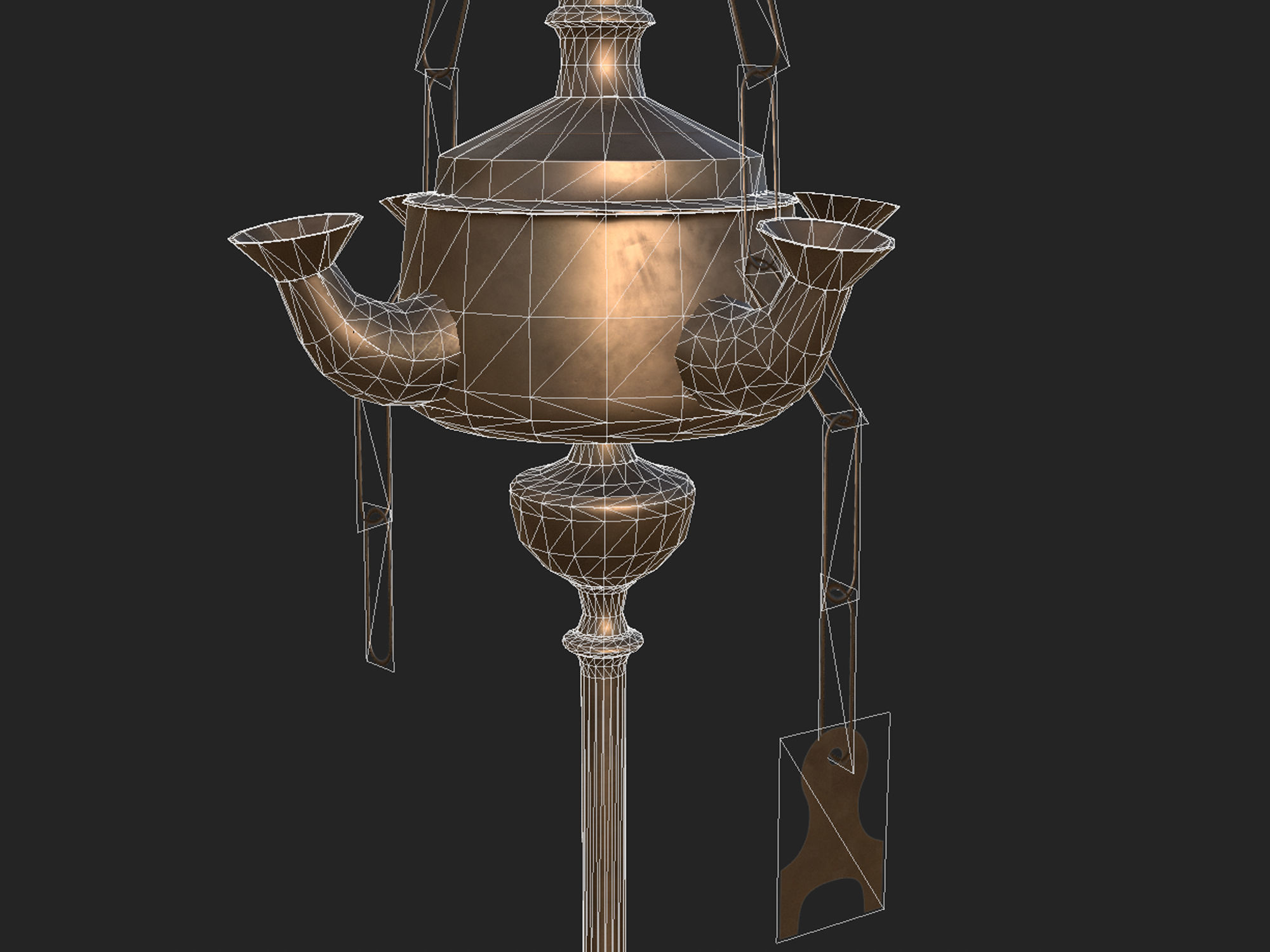 Brass oil lamp Low-poly 3D model_12