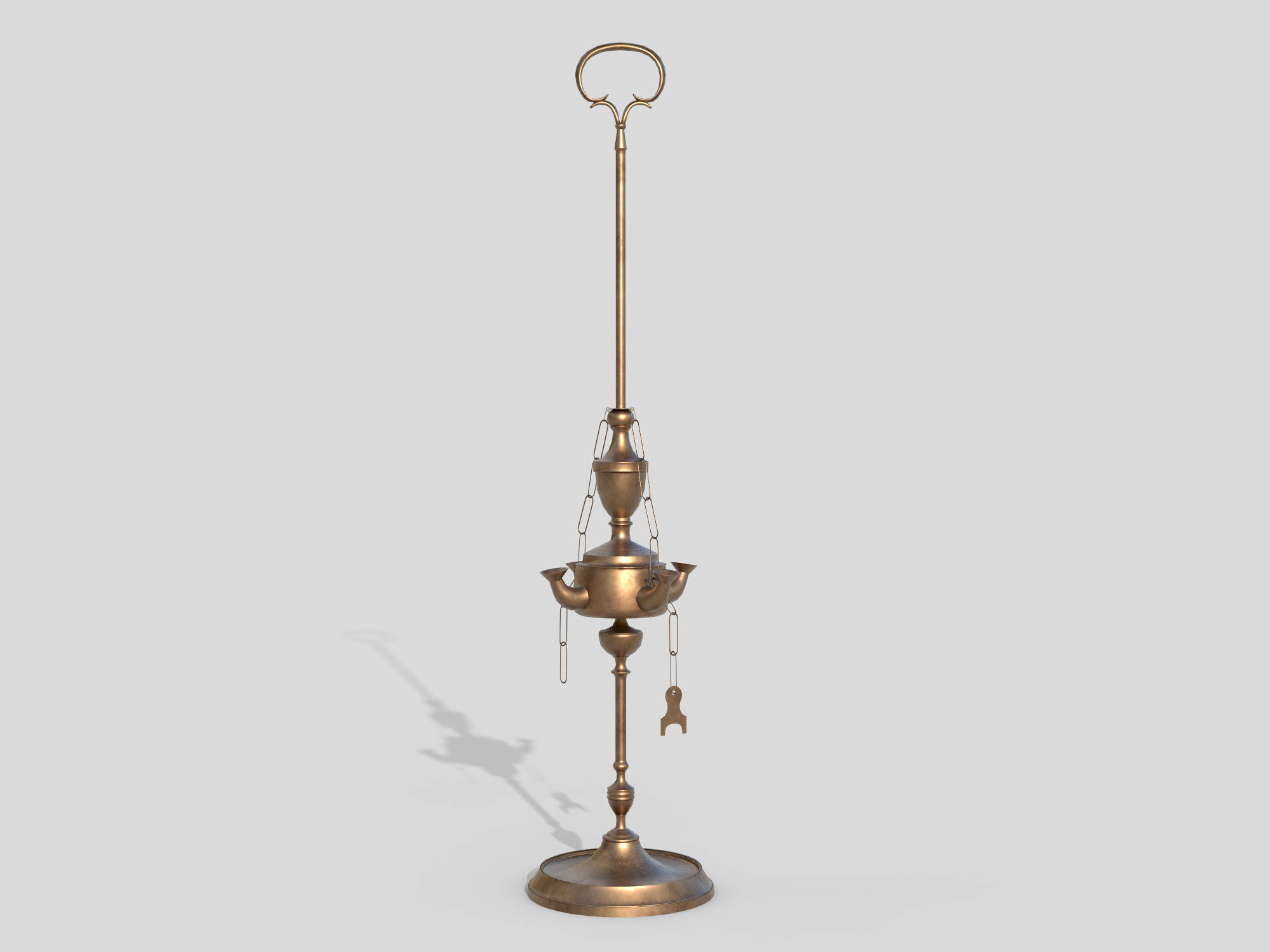 Brass oil lamp Low-poly 3D model_9