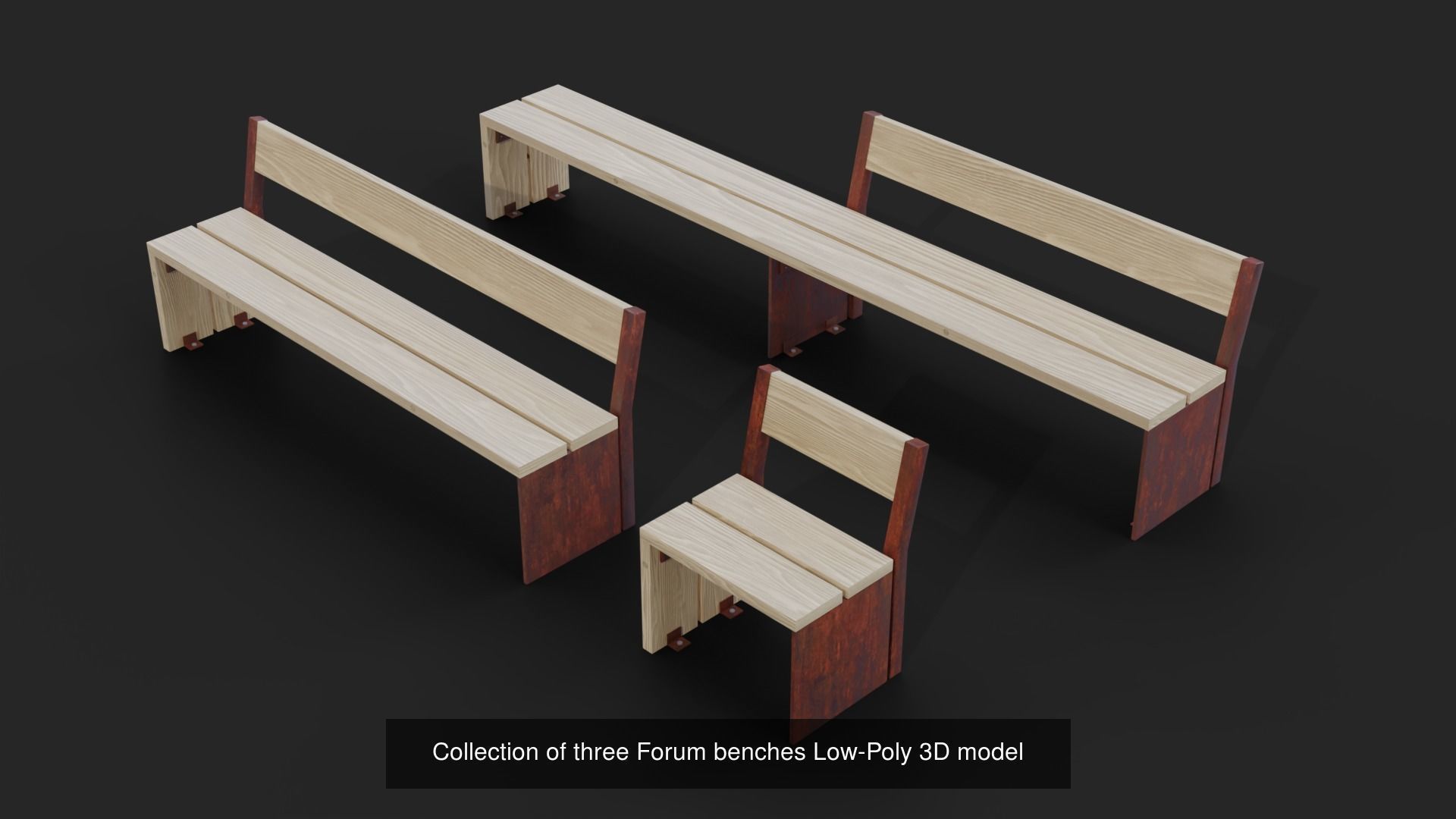 Collection of 32 Benches and Chairs Low Poly _16