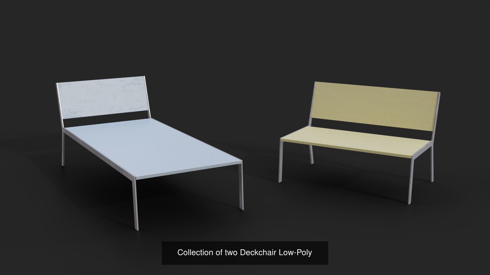 Collection of 32 Benches and Chairs Low Poly _17