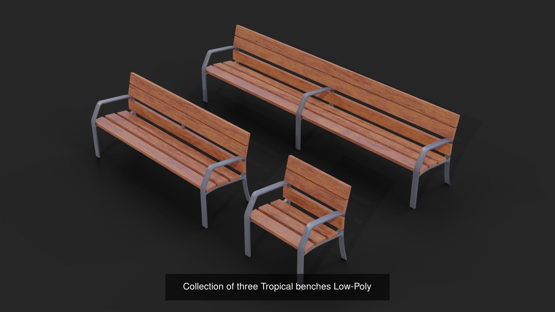 Collection of 32 Benches and Chairs Low Poly _15