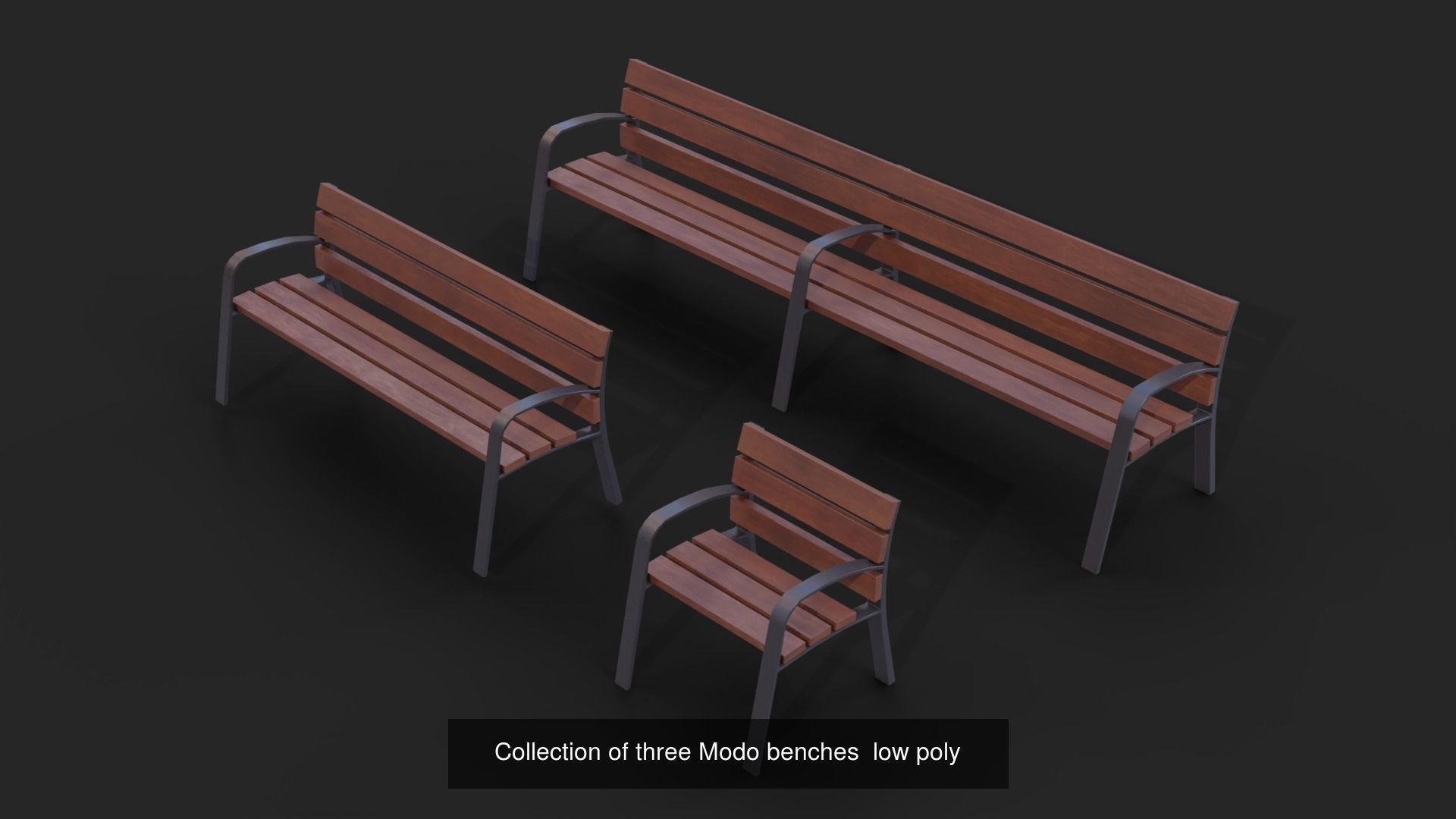 Collection of 32 Benches and Chairs Low Poly _7