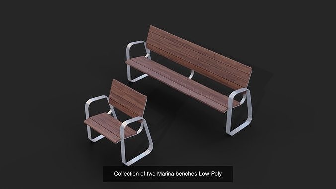 Collection of 32 Benches and Chairs Low Poly 3D Model Pack 7