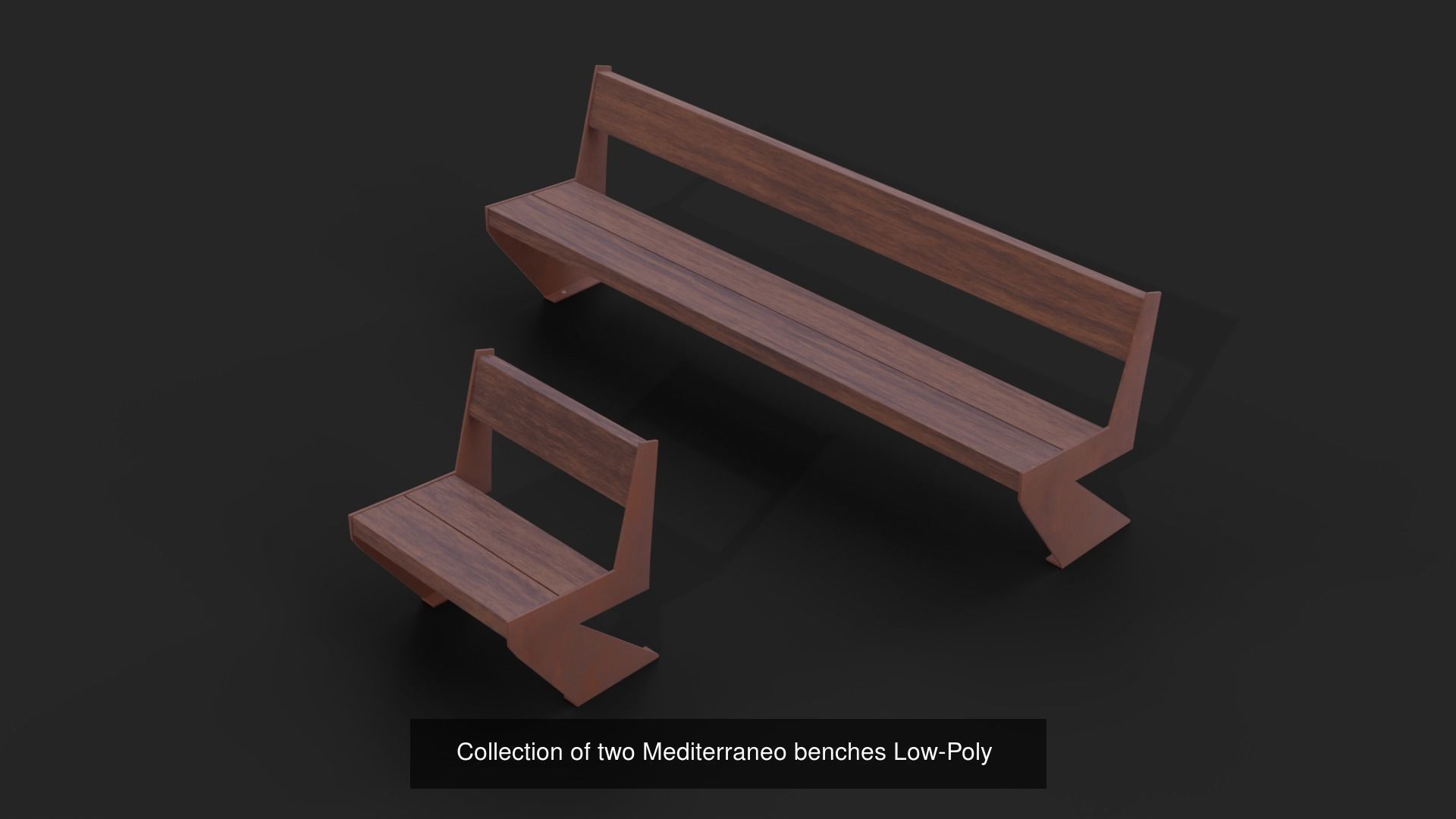 Collection of 32 Benches and Chairs Low Poly _5