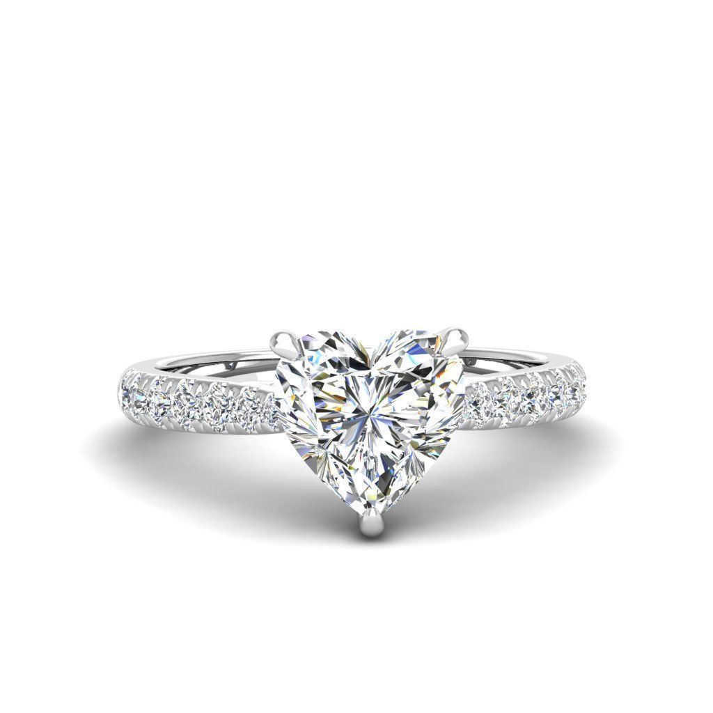 Engagement ring Emily heart 3D print model_12