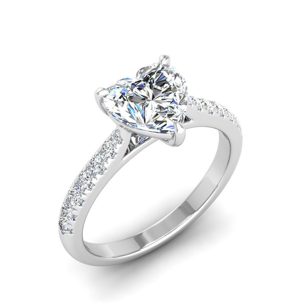 Engagement ring Emily heart 3D print model_25